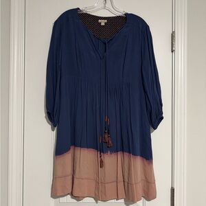 HOLDING HORSES Blue and Pink Long Sleeve Dress